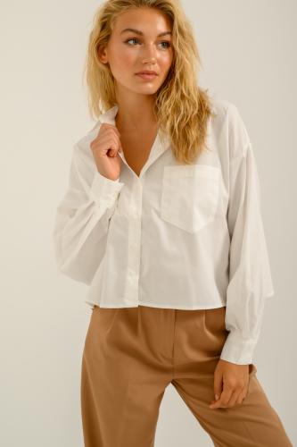 Oversized κροπ πουκάμισο από ποπλίνα (OFF WHITE)